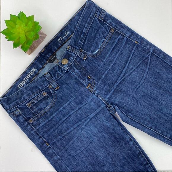 J. Crew Women's Toothpick Jeans Size 27 Blue Medium Low Rise Casual - Picture 1 of 11